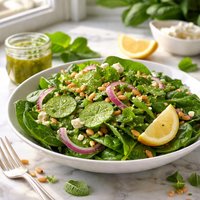 Simple Spinach Salad with Lemon Mint Dressing