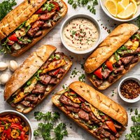 Sirloin Steak Sandwiches with Homemade Dipping Sauce
