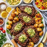Sizzlin Summer Steaks Spuds with Cheesy Scallion Butter