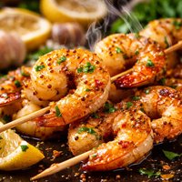 Skewered Mustard Beer Shrimp