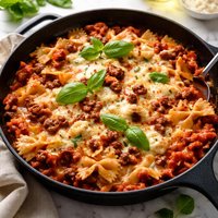 Skillet Bow Tie Lasagna