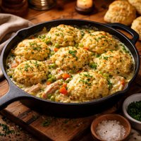 Skillet Chicken and Biscuit Dumplings