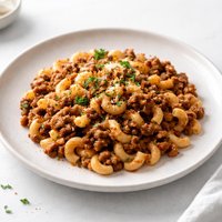 Skillet Macaroni and Tvp Beef Vegan