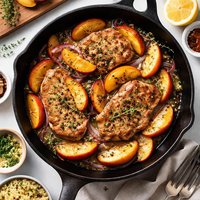 Skillet Pork Chop Saute with Peaches