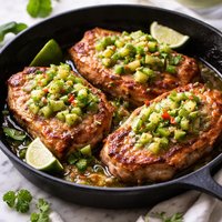Skillet Pork Chops with Kiwi Sauce