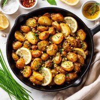 Skillet Roasted Potatoes with Lemon and Chives