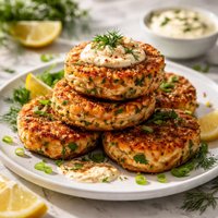 Slammin Salmon Crunchy Cakes with Gayla Sauce