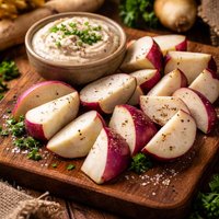 Sliced Turnips with Horseradish Dip