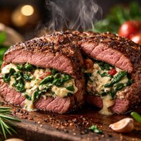 Slow Cooked Spinach Stuffed Steaks