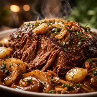 Slow Cooked Sweet Onion and Garlic Beef Roast