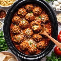 Slow Cooker Cheese Stuffed Meatballs and Sauce