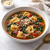 Slow Cooker Italian Sausage and Tortellini Soup