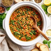 Slow Cooker Lentil and Rice Soup