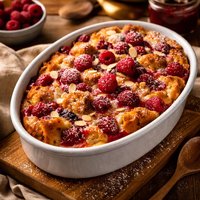 Slow Cooker Raspberry Bread Pudding