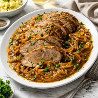 Slow Roasted Pork in Onion Gravy