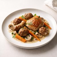 Smells Like Sunday Chicken Fricassee with Meatballs