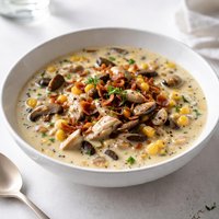 Smoked Chicken Wild Mushroom and Corn Chowder