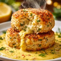Smoked Haddock Fishcakes with Saffron Cream Sauce