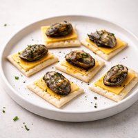 Smoked Oysters and Cheddar on Saltines