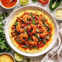 Smoked Paprika Shrimp Poblano Polenta Red Pepper Agave Sauce