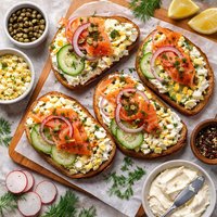 Smoked Salmon and Chopped Egg Sandwiches