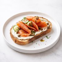 Smoked Salmon and Cream Cheese Open Sandwich for One