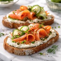 Smoked Salmon on Bread with Cream Cheese