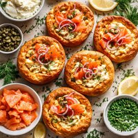 Smoked Salmon on Creamy Egg Filled Popovers