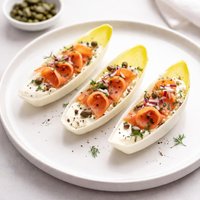Smoked Salmon Stuffed Belgian Endive Boats