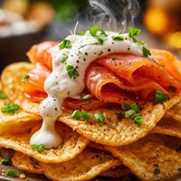 Smoked Salmon W Kettle Chips Sour Cream Horseradish Sauce