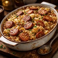 Smoked Sausage and Sauerkraut Casserole