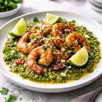 Smoked Shrimp with Poblano Tomatillo Sauce
