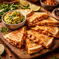 Smoky Cheese and Chicken Quesadillas with Guacamole