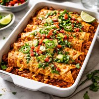 Smoky Chicken and Chorizo Mexican Enchilada Baked Casserole