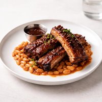 Smoky Sweet Spareribs with Sauce and Beans