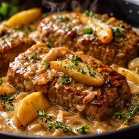 Smothered Pork Chops with Cider and Apples