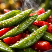 Snow Peas with Red Bell Peppers