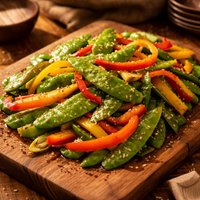 Snow Peas with Three Peppers