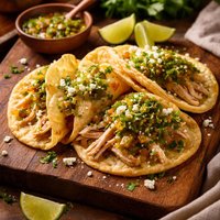 Soft Fried Tortillas with Tomatillo Salsa and Chicken