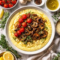 Soft Polenta with Roasted Herbs