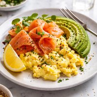 Soft Scrambled Eggs with Smoked Salmon and Avocado
