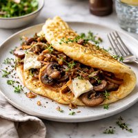 Souffle Omelet with Brie Mushrooms and Onions