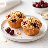 Sour Cherry Muffins with Almond Crumble