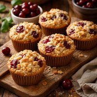 Sour Cherry Muffins with Coconut Streusel