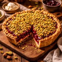 Sour Cherry Pie with Pistachio Crumble Topping