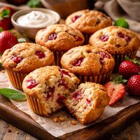 Sour Cream Strawberry Muffins