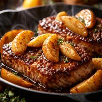 Southern Comfort Pork Loin Chops with Cinnamon Apples