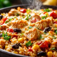 Southwest Cheesy Chicken and Rice Casserole