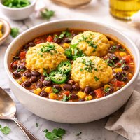 Southwestern Bean Soup with Cornmeal Dumplings