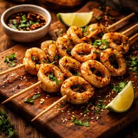 Soy and Lime Calamari Skewers
